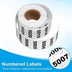 0.8×1.6 Inch Inventory Sticker, 1 Reel 5001 to 6000 Number Label 1000 Stickers