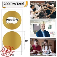 GUEER scratch off stickers 2 inch gold 200 pcs