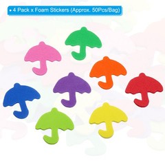 4Pack 192Pcs Foam Stickers EVA Self Adhesive Foam Shape Stickers,Umbrella Style