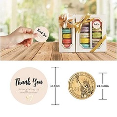 EasyKart 4000 Thank You Stickers 1.5″ Round Gold Foil Pastel Peach