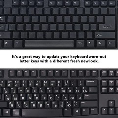 2Pcs Russian Keyboard Stickers for Russian, Black Background With White Text