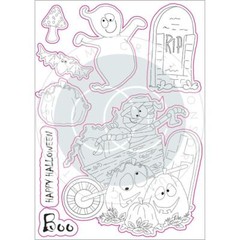 New Craft Consortium A5 Clear rubber Stamp set HALLOWEEN PUMPKINS free USA ship