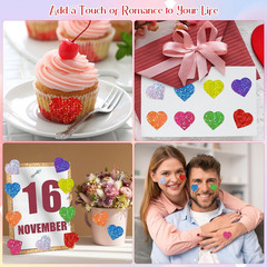 500 Pieces Glitter Heart Stickers Valentine’S Love Decorative Stickers Valentine