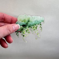 Green Cloud Plant Rain Stickers Scrapbook Junk Journal Collage *SEE DESCRIPTION*