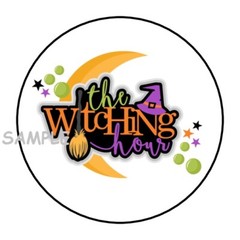30 THE WITCHING HOUR HALLOWEEN ENVELOPE SEALS LABELS STICKERS 1.5″ ROUND FAVORS