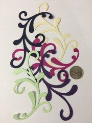 FLOURISH Design Die-Cuts(4pc) 5″x 3″•Card Making•Shape•Swirl •Flower•Garden•Wave