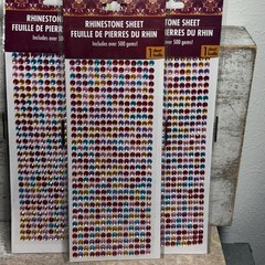 Lot of 3 Rhinestone Sheet Over 500 Gems Pink, Orange, Red, Purple, Blue, Magenta