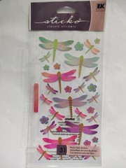 STICKO Metallic Dragonfly Insect Bug Glimmer DIY Scrapbook Craft Nature Pastel