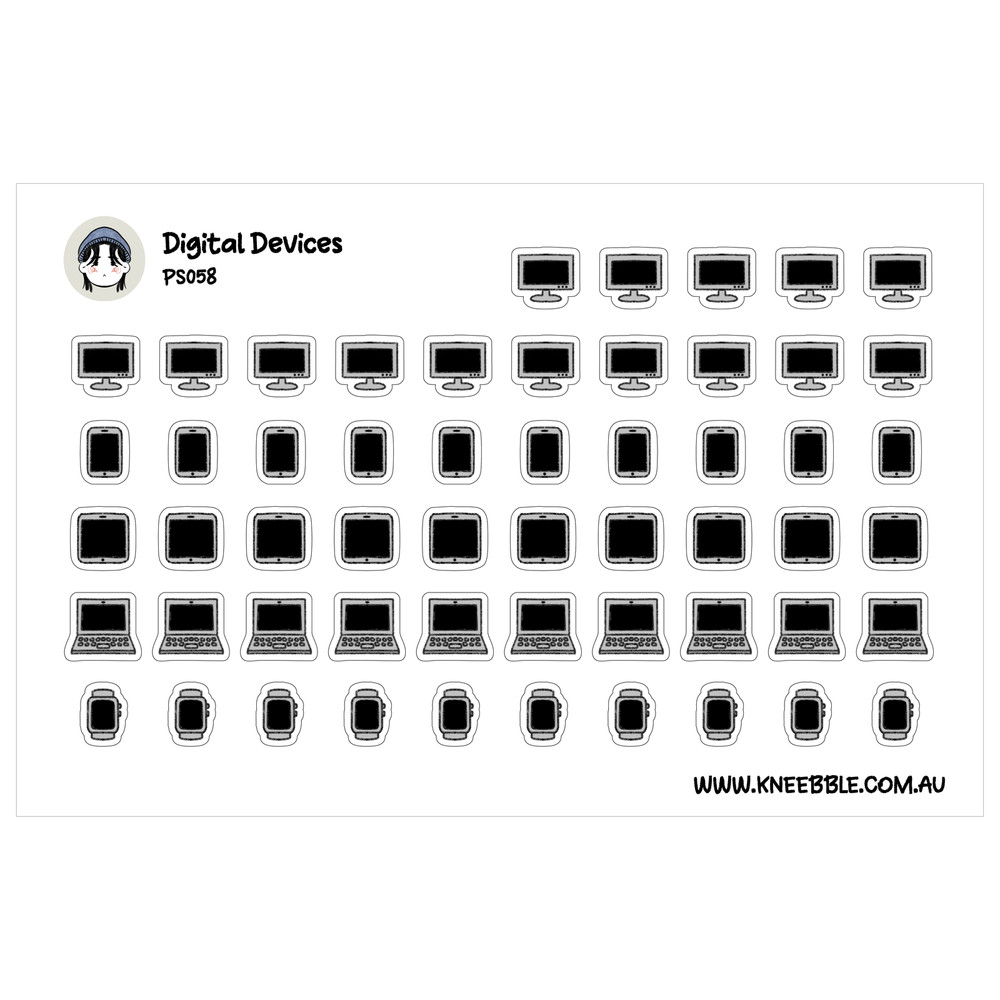 Digital Planner Stickers – Tech Themed Decorative Device Decals for Organization