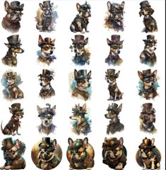 10pcs Steampunk Dog Stickers- Scrapbooking, Journal, DIY Crafts & Card Making