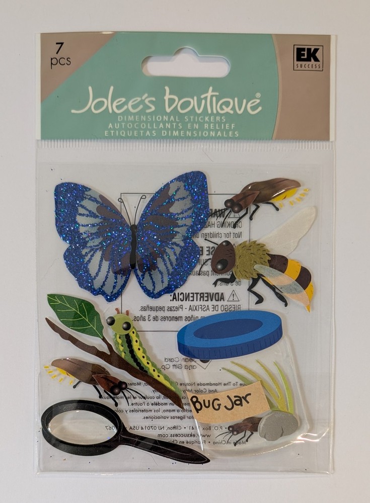RARE Jolee’s Catching Bugs Butterflies Bees In Jars Scrapbooking Stickers