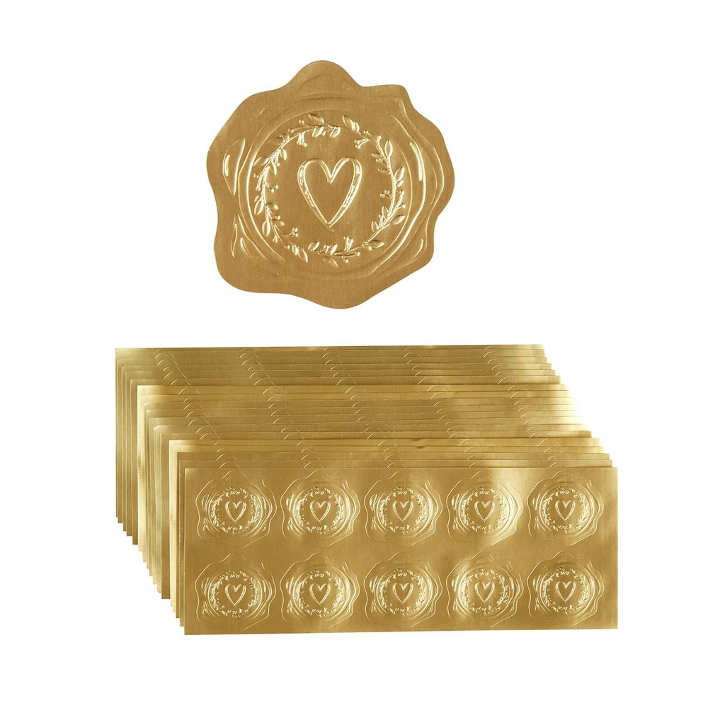 300 Pieces Embossed Gold Foil Stickers Gold Stickers with Heart and Garland P…