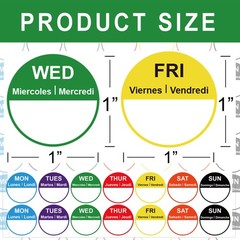 7 Days of The Week Labels 1 Inch Color Coding Food Rotation Labels – Self Adh…