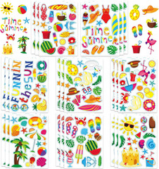 432PCS Summer Stickers, Self-Adhesive Sun Beach Ice Cream Sticker Summer Party S
