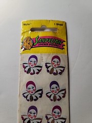 Sandylion Mylar Mimes Clowns Circus Sticker 1 Sheet NIP Porcelain Mask Foil VTG