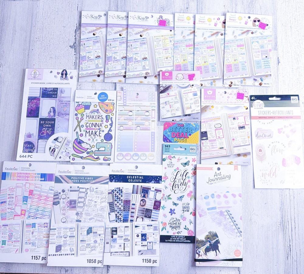 Huge Lot of 17 Scrapbooking Stickers, Sweet Kaiwaii, Shine, Recollections + More