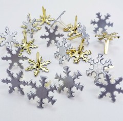 20 Pearl Shimmer Snowflake Brads 2 Shapes Winter Cardmaking Embellishment Crafts