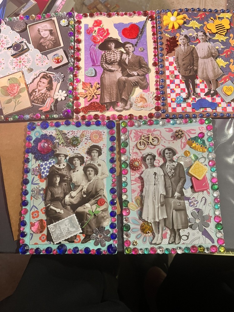 Memory Lane! 5 Vintage Junk Journal Ephemera Cards With Envelopes. Repurpose