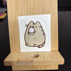 Pusheen Cat with Purple Ice Cream/Cupcake Sticker 2 inches H x 1.5 inches W