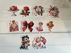 25 Valentine Vintage Junk Journal Stickers Scrapbook Supply Papercraft Ephemera