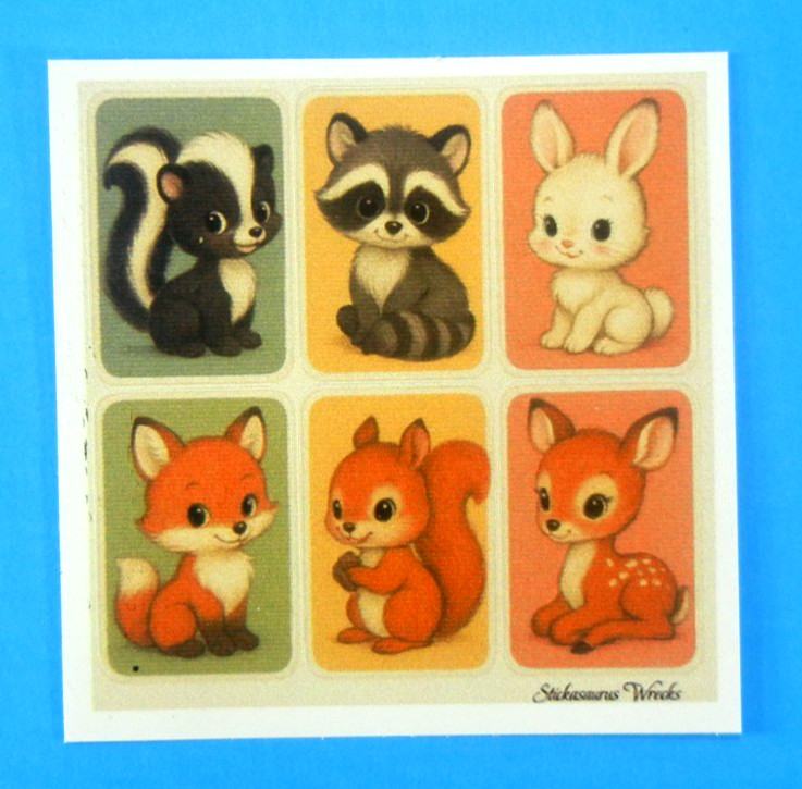 Cute Woodland Animals Colorful Backing Mini Sticker Sheet