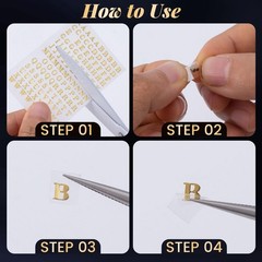OIIKI 640pcs Small Metal Letter Number Stickers, 3D 0.16 inches, Gold