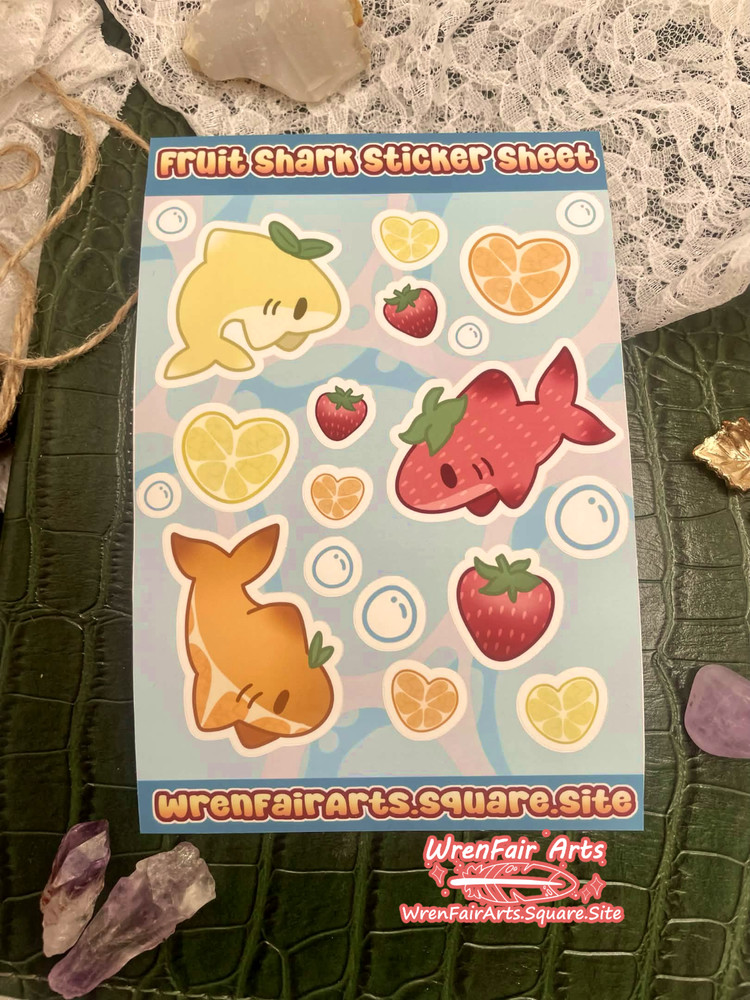 Fruit Sharks 4×6 inch Matte Sticker Sheet
