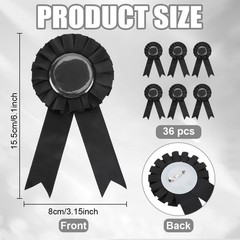 36 PCS Blank Award Ribbons Prize 1st Place Black Medals Recognition