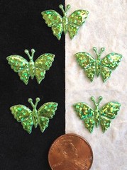 20 Butterflies butterfly Iridescent moth Tiny Green Embellishments fabric Flower