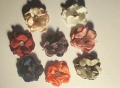 CraftbuddyUS 32 MIXED Stick on,Sew On Satin Fabric Flowers w/ Diamond Centre,DIY