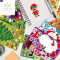 8 Sheets Christmas Puzzle Stickers Create Your Own Santa Claus DIY Make-A-Face K