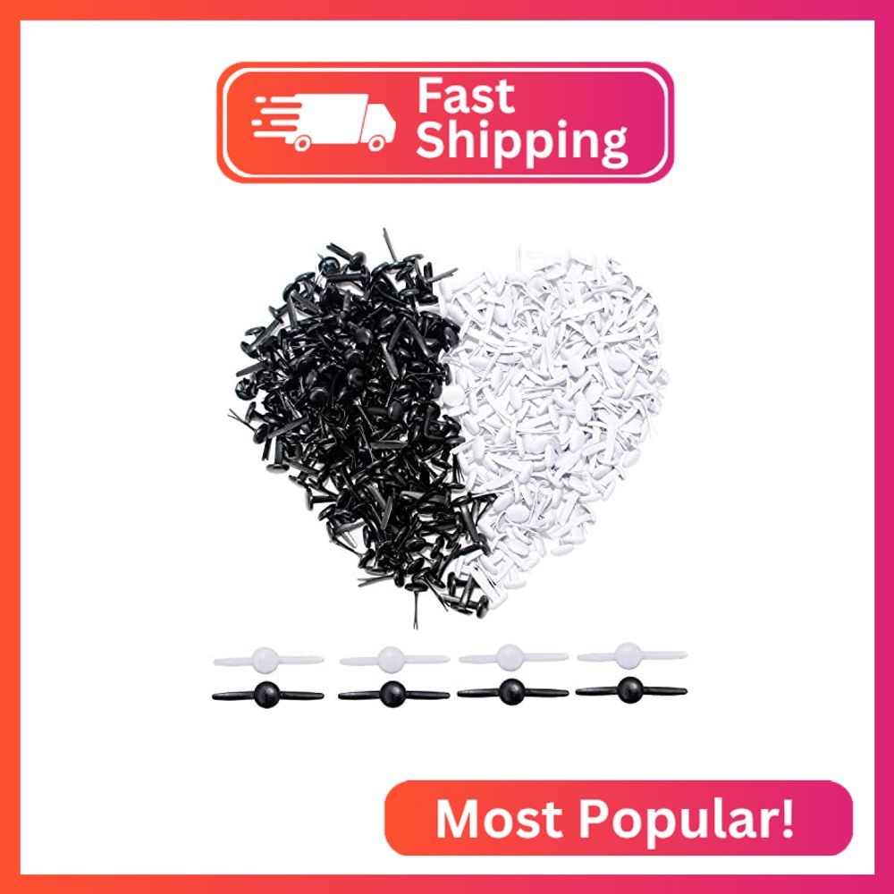 Bestartstore 200pcs 8x15mm Black and White Metal Brads Paper Fastener Brads Scra