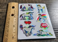 Vintage LOVE UNICORNS Prism Vending Machine Sticker Sheet 80s 90s Rainbow