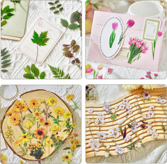Flower Themed Resin Stickers Set (160 Pieces) – Vintage Floral 160pcs/Flowers