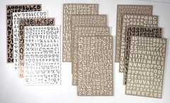 12 Alphabet Letter Fonts Rub On Sheets White Brown Black Scrapbooking Crafts