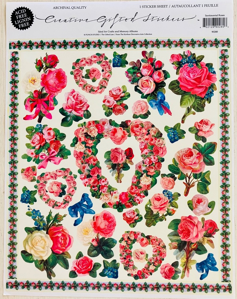 Vintage Punch Studio Sticker Sheet «Sentimental Roses» Gifted Line New Unused
