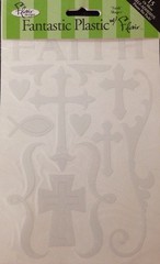 FAITH Plastic Shapes Transparent Stickers(18pc)Fantastic Plastic W/Flair•Crosses