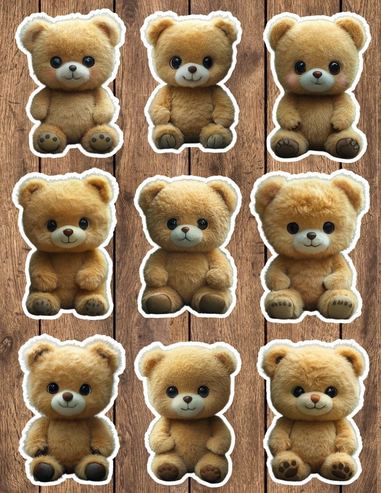 Teddy Bear Die Cut Vinyl Stickers Set Scrapbooking Laptop Waterbottle