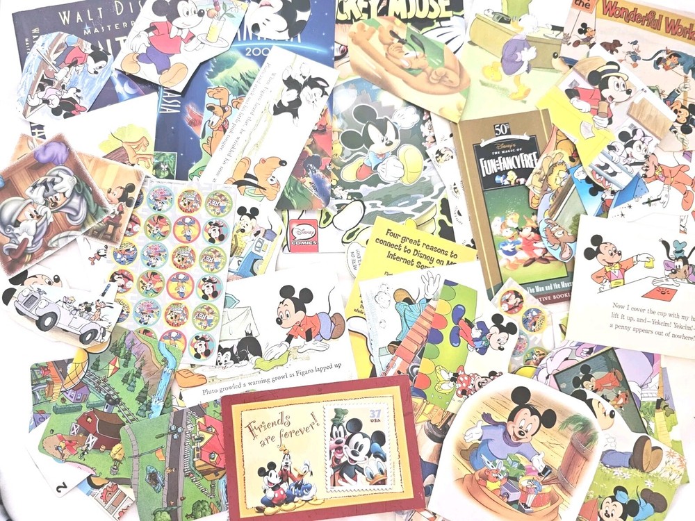 Disneys Mickey Mouse & Pluto Ephemera 100+ Pc Paper Journals Scrapbooks