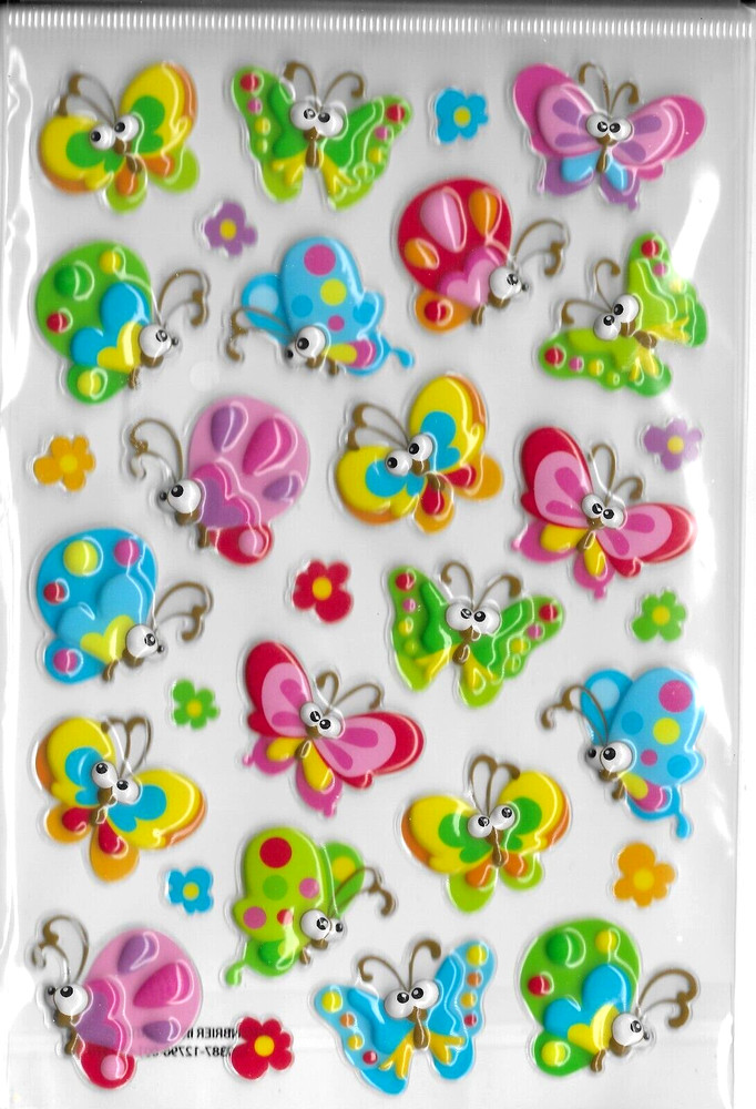 BUTTERFLIES Butterfly Bright Pink Blue Green Yellow Red Bugs Jot Pop-up Stickers