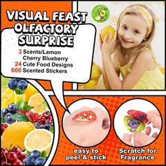 3 Rolls Scratch and Sniff Scented Stickers for Kids, 600 Pcs Smelly Motivatio…