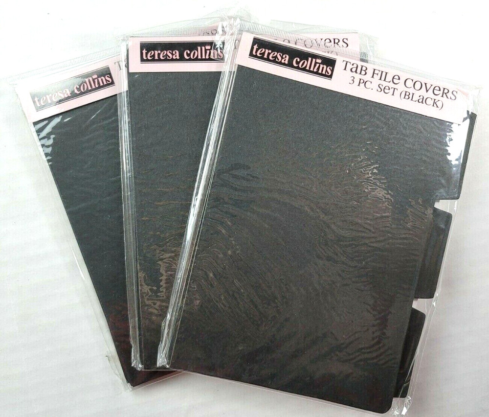 Teresa Collins Black Tab File Covers 5×7 Crafting Mini Books Heavy Chipboard 9Pc