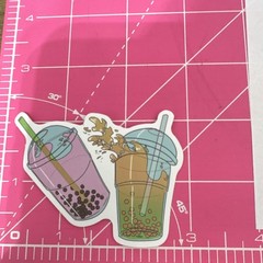 Bubble Tea Boba Drink Stickers Set, Multicolor Food & Drink Theme (4 pcs)