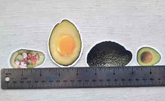 Food Vegetable Avocado Green Sticker Delicious Fruit Eggs Lot of 4 Pcs