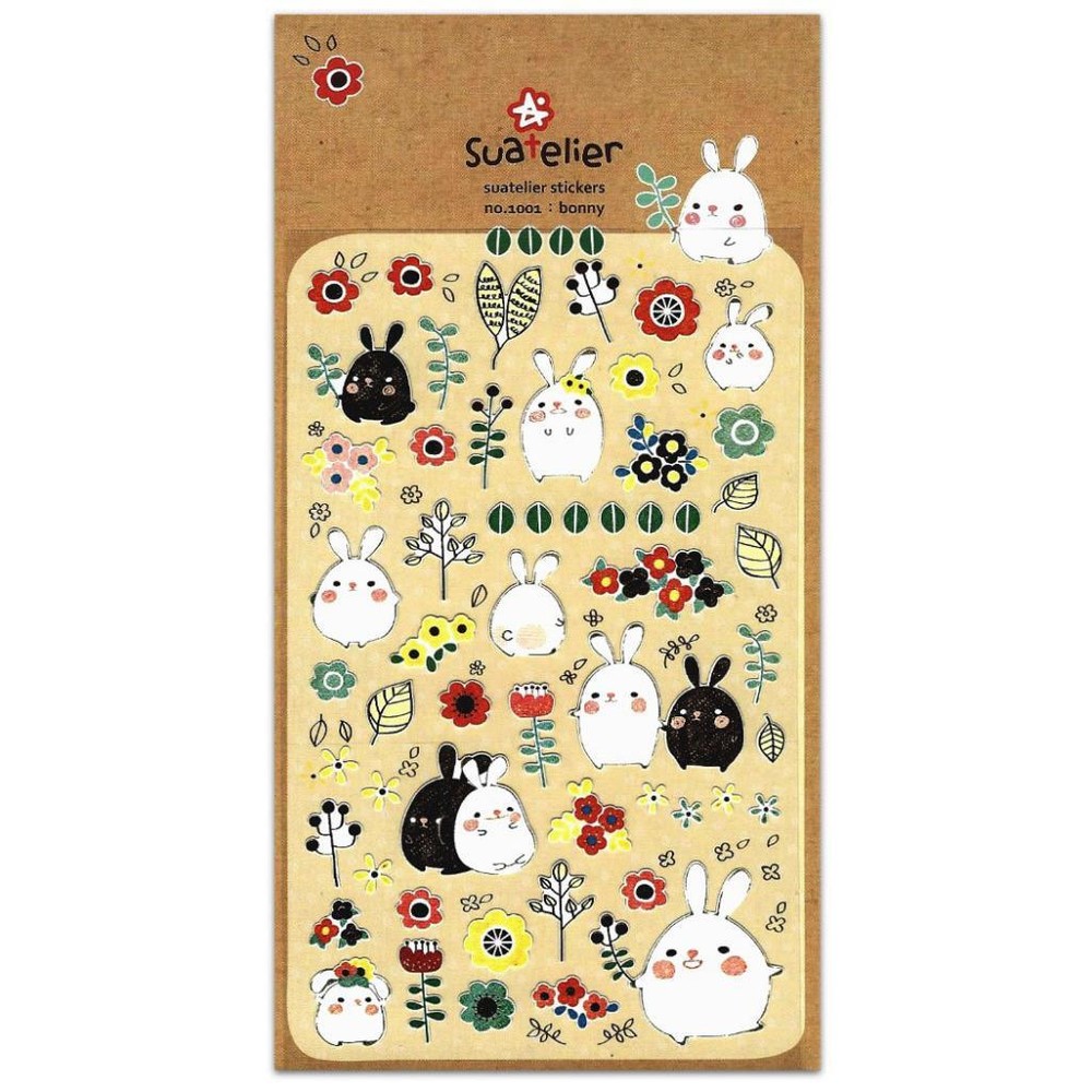 CUTE BONNY STICKERS Bunny Rabbit Kawaii Papar Sticker Sheet Craft Scrapbook Seal
