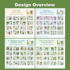 Charming Vintage Floral Sticker Book Set – 4 Books, 64 Pre-Cut Craft Stickers