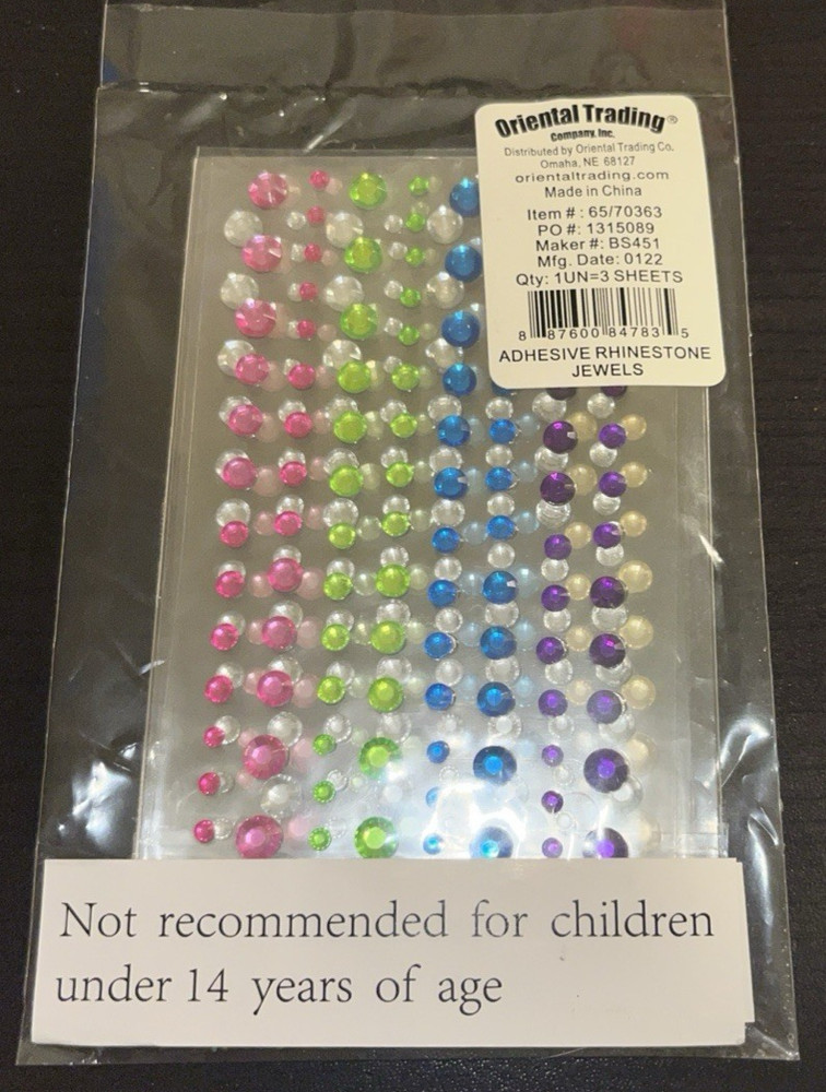Oriental Trading Adhesive Rhinestone Crystal Stickers for Crafts Jewel