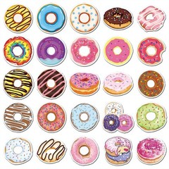 50 Pcs Donut Stickers, Colorful Cute Sweet Food Stickers Decals