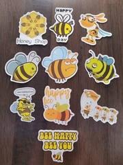 STICKERS x 10 BEE Honey Bee Positive Apiculture Beehive Cartoon Sticker BEH1
