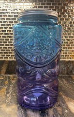 Place & Time Tiki Mask Drink Dispenser Luau 202.88 oz/1.6 gal Blue/Purple Glass
